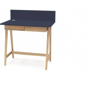 Ashwood Luka schrijftafel in marineblauw met essenhouten poten