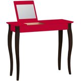 Lillo rood kaptafel 85cm breed, zwarte poten, met 22x20 cm spiegel.