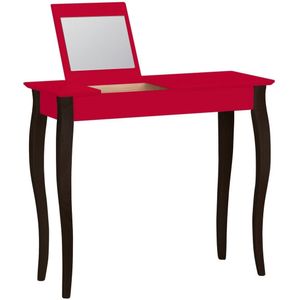 Lillo rood kaptafel 85cm breed, zwarte poten, met 22x20 cm spiegel.