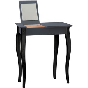 Lillo kaptafel - Grafietkleurige beukenhouten tafel met zwarte poten, spiegel en opberger - FSC-gecertificeerd