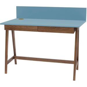 Luka Bureau - 110cm breed in zacht blauw, eiken poten, met lades & FSCMIX certificering