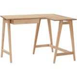 Luka L-vormig bureau met essenhouten poten - 115x85cm