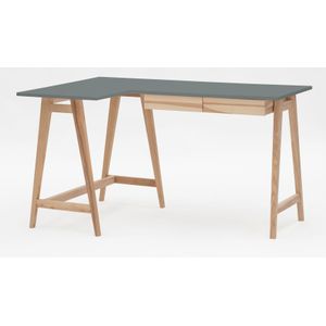 Essenhouten hoekbureau Luka links - 135x85 cm - donkergrijs beton - FSC gecertificeerd