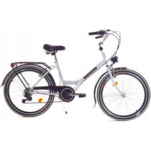 Vouwfiets - 24 Inch - 6 Versnellingen - Wit, Zwart - Stalen Frame