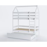 Stapelbed - wit huisbed - 80x160 cm - met bedlade
