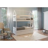 Stapelbed - wit huisbed - 80x160 cm - met bedlade