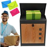 Pakketbrievenbus - 43x24x52 cm - Metaal - Antraciet Houtlook