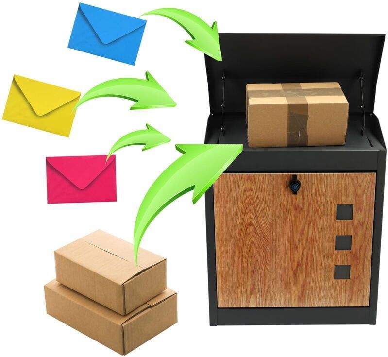 Pakketbrievenbus - 43x24x52 cm - Metaal - Antraciet Houtlook