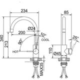 Keukenkraan - mengkraan - eengreeps - 35mm - 7,5L/M - RVS