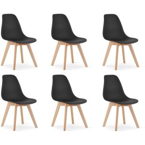 Betaalbare KITO eetkamerstoelen - set van 6 - zwart en kwalitatief