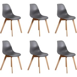 KITO - Eetkamerstoelen - set van 6 eettafel stoelen - grijs