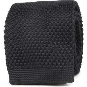 Suitable - Knitted Stropdas Zwart TK-08 - Luxe heren das van 100% Polyester - Effen