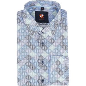 Suitable Twill Overhemd Ruiten Blauw - Maat 42 - Heren - Overhemden Formeel