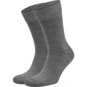 Suitable Merino Sokken Grijs 2-Pack - Dames en Heren - Maat 39-42 - Set van 2 Paar - Temperatuur regulerend - Thermosokken met badstof voetbed - Halfhoge sokken