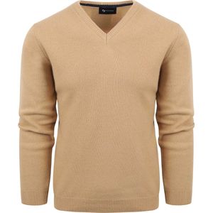 Suitable Pullover Wol V-Hals Beige - Heren - Pullovers
