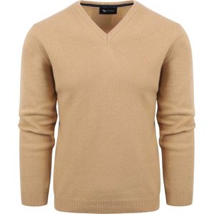 Suitable Pullover Wol V-Hals Beige - Heren - Pullovers