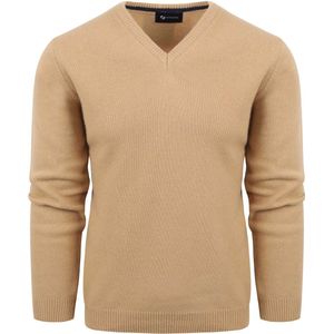 Suitable Pullover Wol V-Hals Beige - Heren - Pullovers