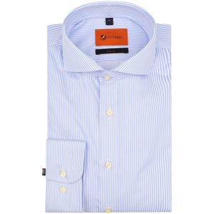 Suitable - Overhemd - Lichtblauw Streep - Slim-fit - Katoen - Lange Mouw