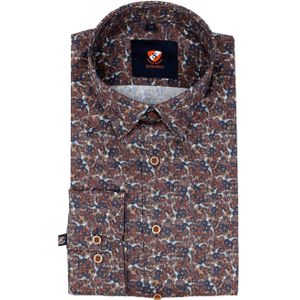 Suitable - Overhemd - Bruin - Van Gogh - Slim-Fit - 100% Katoen