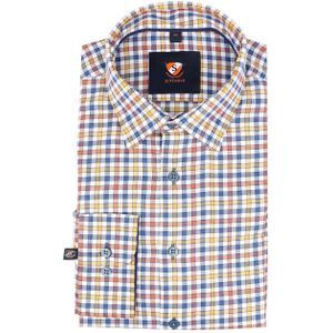 Suitable - Overhemd - Rood Gele Ruiten - Slim-Fit - Heren