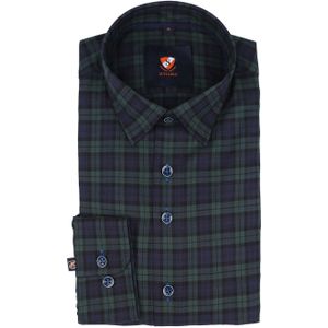 Suitable - Overhemd - Zwart - Black Watch Ruiten - Slim-Fit