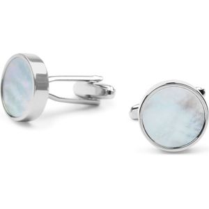 Manchetknoop Studs Rond Zilver Wit -