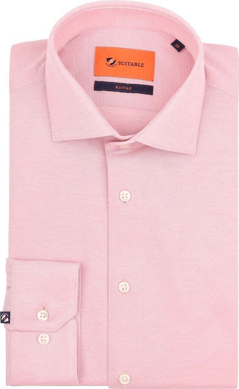 Suitable - Overhemd - Knitted Pique - Roze - Heren - Casual Shirt