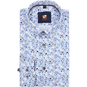 Suitable Overhemd 261-6 Print Blauw - Maat 40 - Heren - Casual Shirt