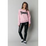 Colourful Rebel - Tomboy Rhinestones - Ronde Hals Sweater - Groen - 88% Organisch Katoen