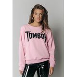 Colourful Rebel - Tomboy Rhinestones - Ronde Hals Sweater - Groen - 88% Organisch Katoen