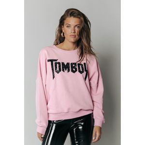 Colourful Rebel - Tomboy Rhinestones - Ronde Hals Sweater - Groen - 88% Organisch Katoen