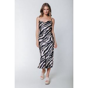 Colourful Rebel - Cami Zebra Midi Slip Jurk - Zebra Dessin - 100% Polyester