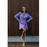 Colourful Rebel - Hette Uni Wrap Mini Dress - Jurk - Korte Lengte - Lange Mouw