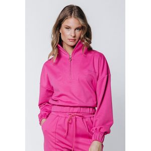 Colourful Rebel - Litzy Dropped Shoulder Zipper Sweater - Coltrui - Blauw - 71% Polyester 24% Viscose 5% Elastane