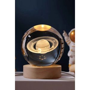 Oneiro's Luxe 3D Kristallen Bol Lamp - tafellamp - USB oplaadbaar - ø6 x H8 cm - lampen - kinderlampen - kindertafellampen - babykamer - woonkamer - verlichting