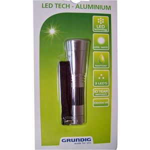 Oneiro’s Luxe Grundig zaklamp 3 LED Zilver – LED zaklamp – outdoor – kamperen – avond – nacht
