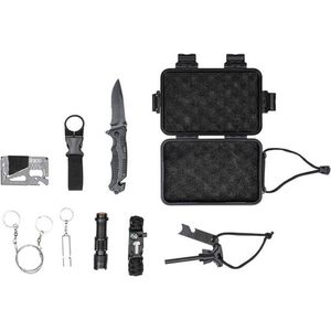 Oneiro's Luxe Zakmes - Survivalset - 9 delig - Opvouwbaar - Inklapbaar - Discreet - Survival Mes - Tactical knife - 18cm - Broekclip - Vlijmscherp - RVS