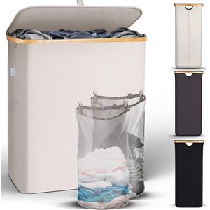 Oneiro's Luxe Wasmand PRO 140 L Beige - opvouwbaar - L38 x B57 x H67 cm - wasmanden - wassorteerder