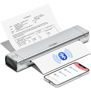 ONEIRO PRO O30F Draagbare Bluetooth printer Zilver - A4 - Thermal printer - all in one - draagbaar - compact - kantoor - school - printen - draadloos - bluetooth