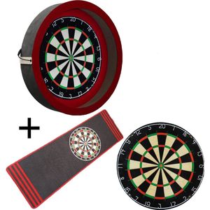 Darts Set - Complete PRO - rood-antra - Plain - dartmat antraciet - dartbord verlichting - darts - dartbord