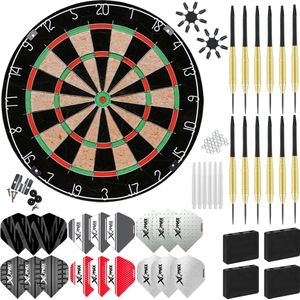 Darts Set Deluxe Classic – Dartbord – Set van 12 dartpijlen – Dart flights – Dart shafts
