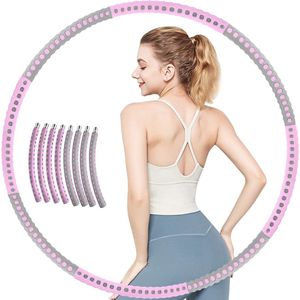 Hoelahoep - Fitness - hoelahoep met gewicht - verstelbaar 1.2kg tot 2kg - hula hoop fitness – roze/grijs - Cadeau
