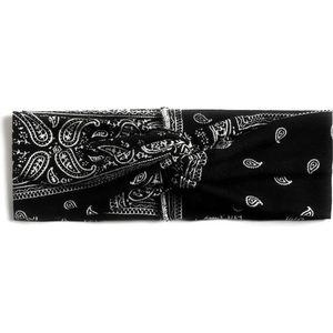 Haarband / Bandana Paisley | Zwart | Elastisch / Katoen | 25x10 cm