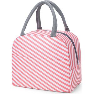 Lunch Bag - Roze/Wit | Koeltas | Polyester / Nylon | 23x15x20 cm | Fashion Favorite