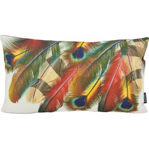 Red/Yellow Peacock Kussenhoes | Outdoor / Buiten | Katoen / Polyester | 30 x 50 cm