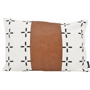 Vida Nova - Kussenhoes - Mudcloth Print - Katoen / PU Leder - 30 x 50 cm