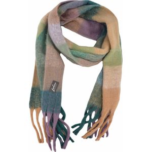Sjaal Geblokt - Beige/Groen | Polyester | 210 x 38 cm | Fashion Favorite