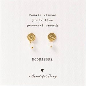A Beautiful Story - Mini Coin - Oorknopjes - Goud - Maansteen