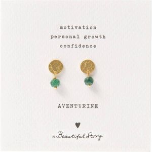 A Beautiful Story - Mini Coin - Oorbellen - Goud - Aventurijn