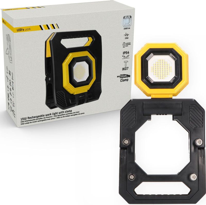 LED Bouwlamp - Draagbaar - Accu Oplaadbaar - Zwart - USB Oplaadbaar